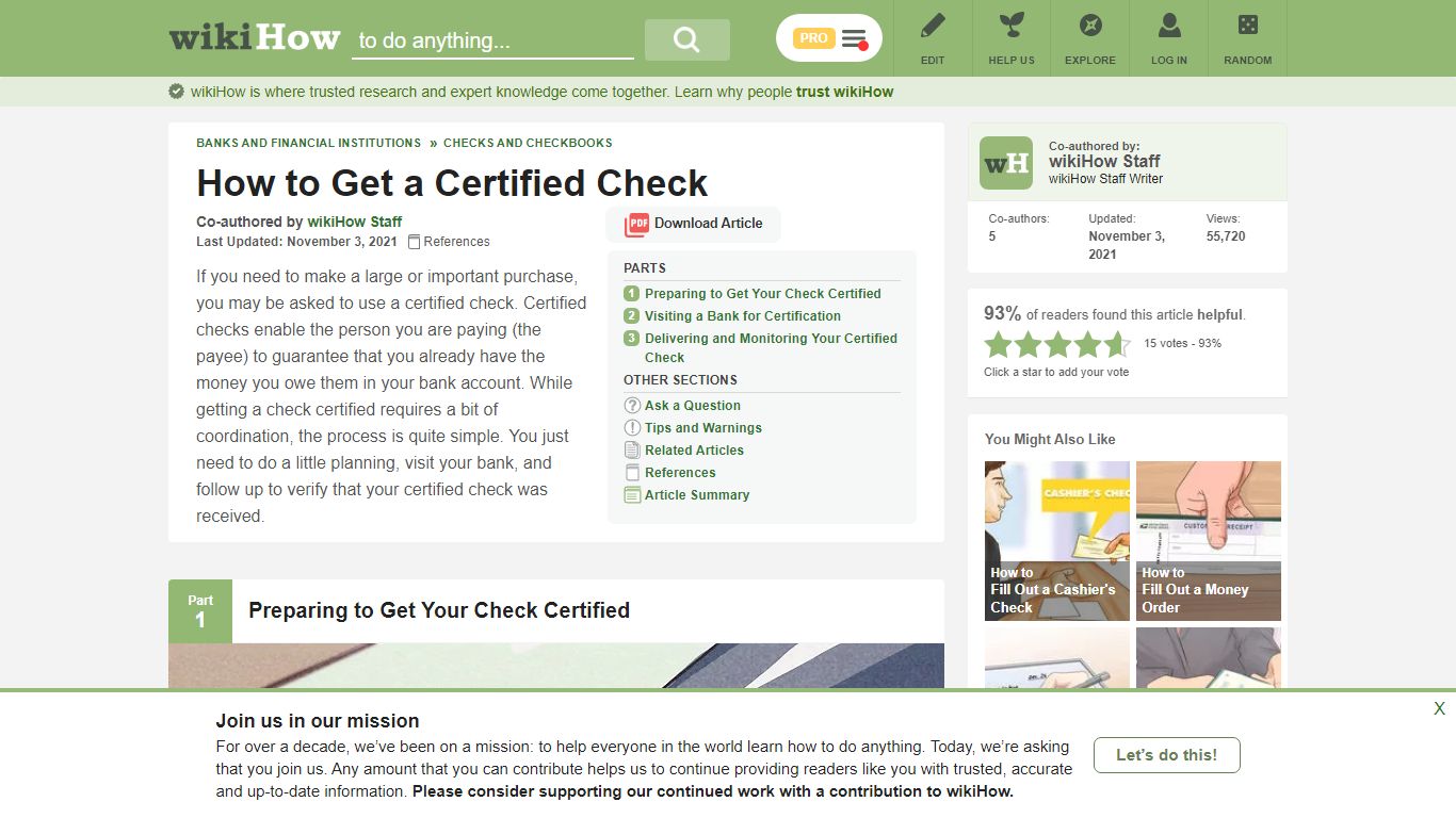 How to Get a Certified Check (with Pictures) - wikiHow