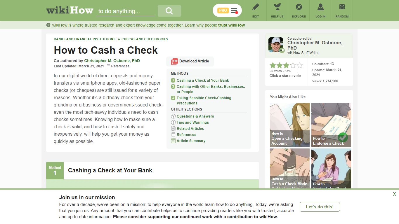 3 Ways to Cash a Check - wikiHow